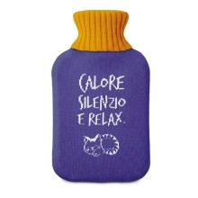 Egan Borsa Acqua Calda Smile "Calore, Silenzio e Relax" 1.7 L 20x32 cm Viola con Collo Ocra