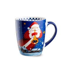 Tazza mug in ceramica blu Egan collezione Natale da 430 ml con illustrazione di Babbo Natale