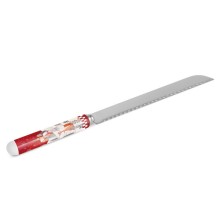Coltello lungo per panettone e dolci natalizi Egan da 34x2,5 cm con lama seghettata in acciaio inox e manico in ceramica
