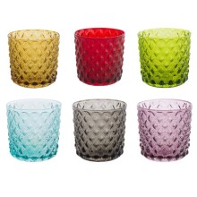 BRANDANI BICCHIERE ROMBI COLORI ASSORTITI SET 6 PEZZI IN VETRO  - Favola in tavola