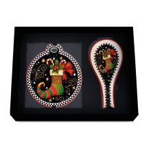 Egan set regalo natalizio con sottopentola sagomato a forma di pallina di Natale nero con calza dell'elfo