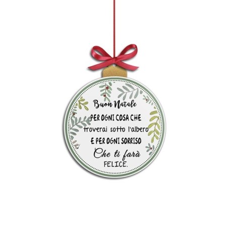 Egan formella natalizia tonda in MDF da 16x19 cm con la scritta "Buon Natale per ogni cosa che troverai sotto l'albero"