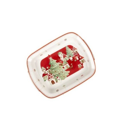 Brandani pirofila rettangolare in porcellana da 26x20x5 cm della collezione Villaggio in Festa