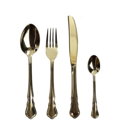 Brandani set di posate modello Imperial Gold da 16 pezzi in acciaio inox con finitura dorata specchiata.