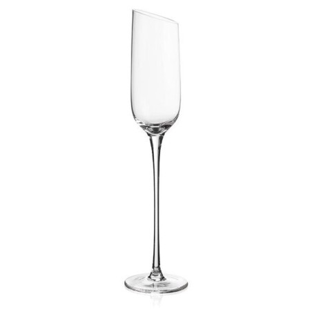 Set di 6 calici flute modello Bocca di Lupo in vetro trasparente con coppa affusolata, stelo extra lungo e taglio obliquo