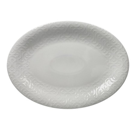 Brandani vassoio ovale da portata da 36x26 cm della collezione Dedalo in New Bone China bianca con elegante decoro