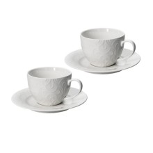 Brandani Set 4 Tazze da Tè con Piattino "Dedalo" in New Bone China