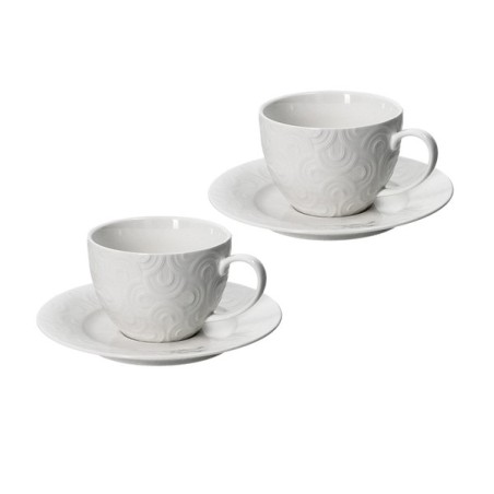 Set da 4 tazze da tè con piattino coordinato modello Dedalo Brandani in New Bone China bianca