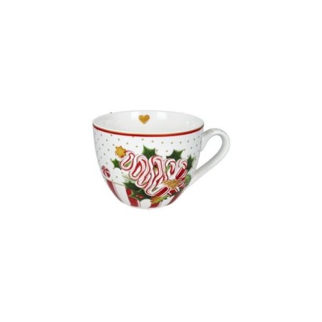 azza grande da colazione linea Le Chicche Brandani in porcellana con decori di dolciumi natalizi