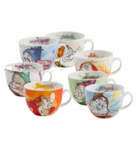 SET COMPLETO  SETTE  TAZZONE COLAZIONE CAPPUCCINO PORCELLANA EGAN LINEA SETTE NANI DISNEY