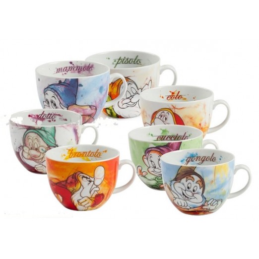 SET COMPLETO SETTE TAZZONE COLAZIONE CAPPUCCINO PORCELLANA EGAN