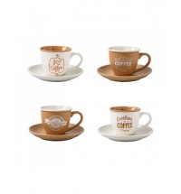 BRANDANI TAZZINA CAFFE COLORI E DECORI ASSORTITI SET 4 PZ NEW BONE CHINA