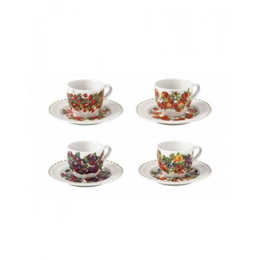 BRANDANI LE PRIMIZIE SET 4 TAZZINE CAFFE PORCELLANA