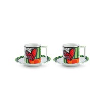 EGAN Set 2 Tazzine Caffè con Piattino Britto Cuore 90 Ml