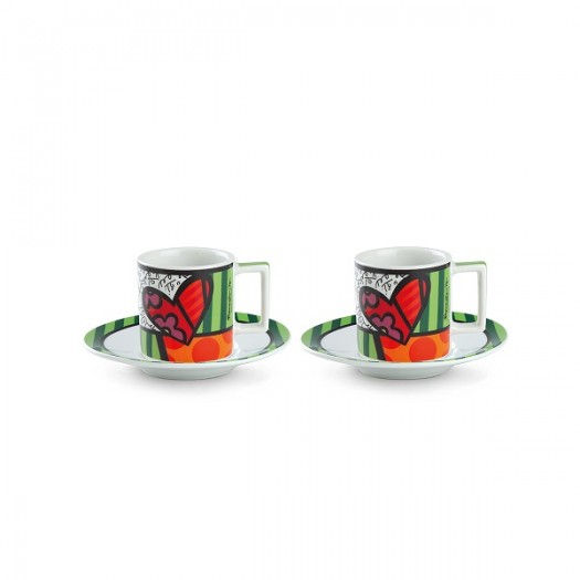 EGAN Set 2 Tazzine Caffè con Piattino Britto Cuore 90 Ml