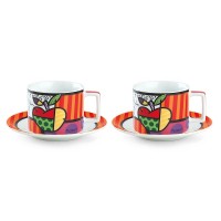 EGAN Set 2 Tazze Cappuccino con Piattino Britto Mela 220 Ml