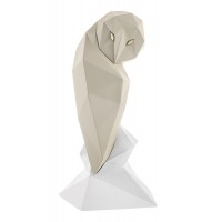 BONGELLI GUFO STILIZZATO H 40CM NOCCIOLA E BIANCO