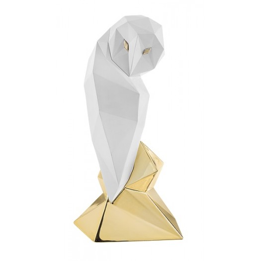 BONGELLI GUFO STILIZZATO H 16 CM BIANCO E ORO