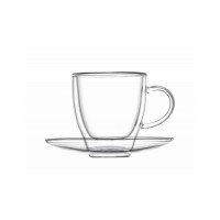 BRANDANI TAZZINA CAFFE' DOUBLE WALL GLASS CON PIATTINO SET 2 PZ VETRO