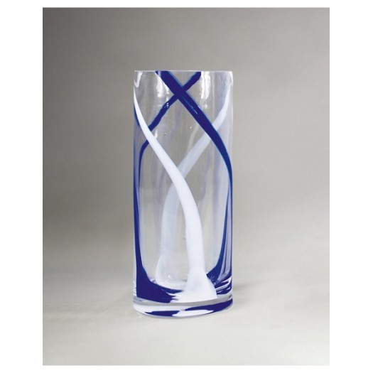 BRANDANI VASO DORICO INTRECCIO BLU E BIANCO VETRO