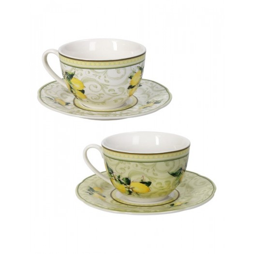 BRANDANI TAZZA THE' LIMONI SET 2 PEZZI NEW BONE CHINA