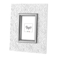 BONGELLI PREZIOSI PORTA FOTO INTARSI 13 X 18 BIANCO E ARGENTO