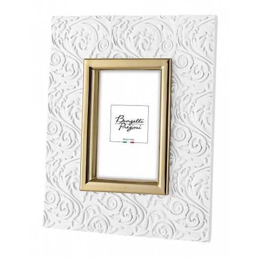 BONGELLI PREZIOSI PORTA FOTO INTARSI 13 X 18 BIANCO E ORO