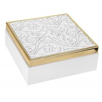 BONGELLI PREZIOSI COFANETTO BAROCCO 17X17 BIANCO E ORO
