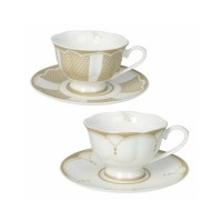 BRANDANI TAZZA THE GOLDEN EYE SET 2 PZ NEW BONE CHINA