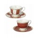 BRANDANI TAZZINA CAFFE GOLDEN EYE RED SET 2 PZ NEW BONE CHINA