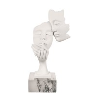 BONGELLI SCULTURA COPPIA FACE BIANCA H. 28 CM BASE MARMO BIANCO