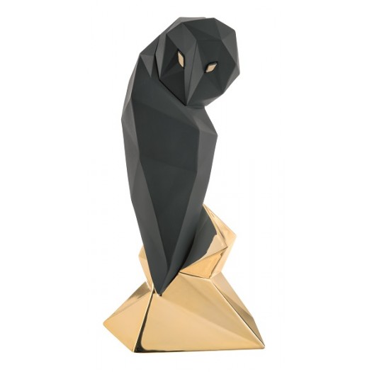 BONGELLI SCULTURA GUFO STILIZZATO MODERN ANIMAL H.16 CM NERO