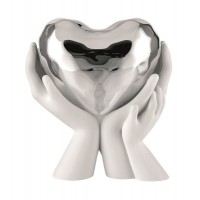 BONGELLI BOMBONIERA SCULTURA CUORE ARGENTO MANI DOPPIE