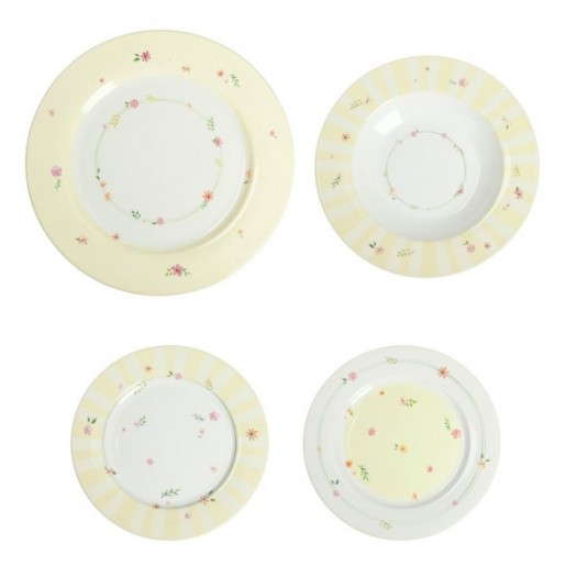 BRANDANI TAVOLA 18 PZ POLLINE GIALLO NEW BONE CHINA