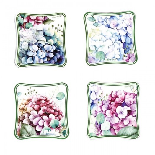 BRANDANI DECORATION FLORA SET 4 PZ CERAMICA E SUGHERO