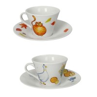 BRANDANI TAZZA THE 4 STAGIONI AUT-INV SET 2 PZ DECORI ASSORTITI PORCELLANA