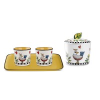 EGAN Set Cocoricò Giallo Vassoio + 2 bicchierini + Zuccheriera