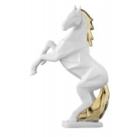 BONGELLI PREZIOSI SCULTURA CAVALLO STILIZZATO BIANCO E ORO 13 CM