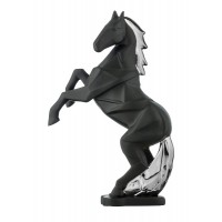 BONGELLI PREZIOSI SCULTURA CAVALLO STILIZZATO NERO E ARGENTO 13 CM