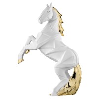 BONGELLI PREZIOSI SCULTURA CAVALLO STILIZZATO  24 CM BIANCO E ORO