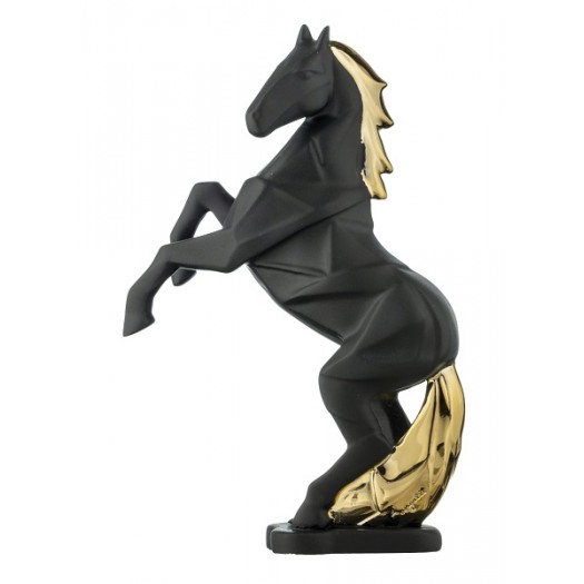 BONGELLI PREZIOSI SCULTURA CAVALLO STILIZZATO  24 CM NERO E ORO