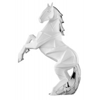 BONGELLI PREZIOSI SCULTURA CAVALLO STILIZZATO  35 CM  BIANCO E ARGENTO