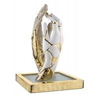 BONGELLI PREZIOSI LAMPADA MANI CREPE H 36 CM NOCCIOLA BIANCO E ORO