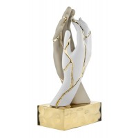 BONGELLI PREZIOSI SCULTURA MANI CREPE H 22CM  NOCCIOLA E BIANCO