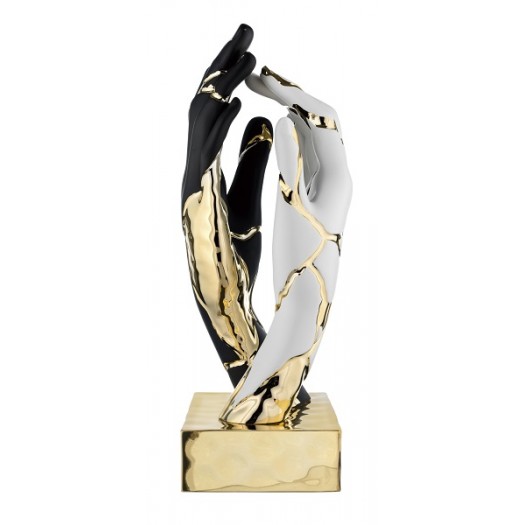 BONGELLI PREZIOSI SCULTURA MANI CREPE H 22CM  BIANCO E NERO