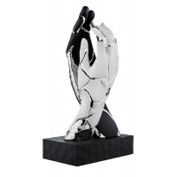 BONGELLI PREZIOSI SCULTURA MANI CREPE H 38CM BIANCO, NERO, ARGENTO