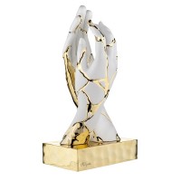 BONGELLI PREZIOSI SCULTURA MANI CREPE H 38CM BIANCO E ORO