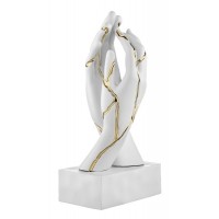 BONGELLI PREZIOSI SCULTURA MANI CREPE H 22CM BIANCO E ORO