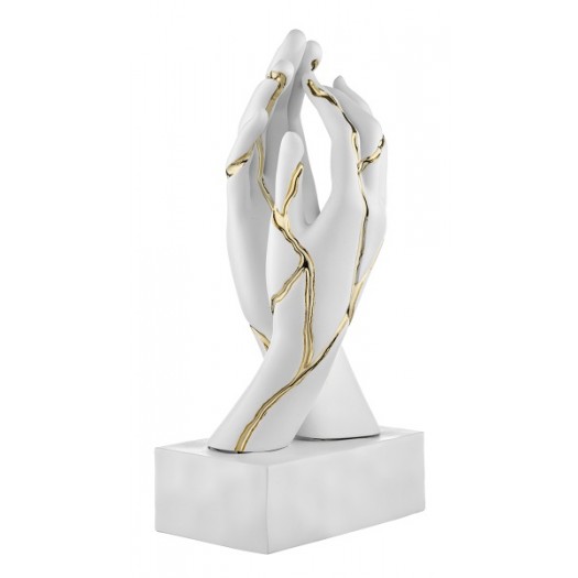 BONGELLI PREZIOSI SCULTURA MANI CREPE H 22CM BIANCO E ORO