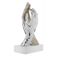 BONGELLI PREZIOSI SCULTURA MANI CREPE H 22CM NOCCIOLA, BIANCO E ARGENTO